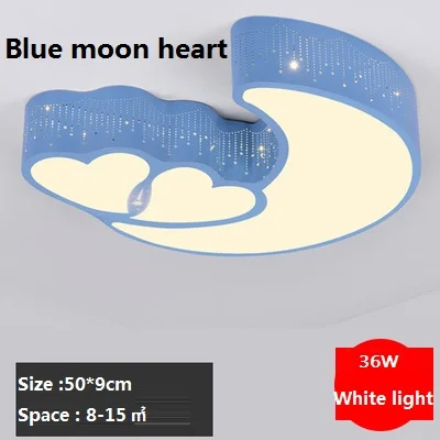 Современный простой теплый мультфильм детская спальня лампа мальчик девочка детская комната потолочный светильник - Цвет корпуса: Blue moon heart