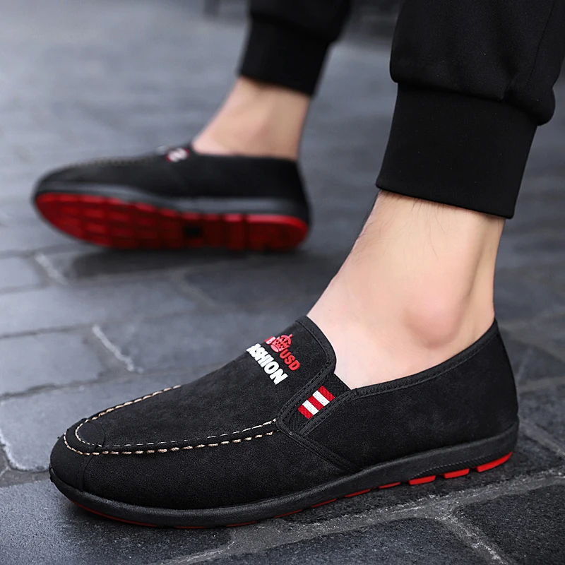 Men Shoes 2018 Spring/Autumn Black/Blue Men Canvas Shoes Fashion Solid Men Loafers High Quality Slip-On Casual Shoes Man Flats