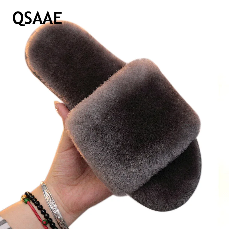 

Natural Fur Slippers Women Home Winter Warm Indoor Wool Slippers 2019 Fashion Furry Australia Sheepskin House Slippers AWM210