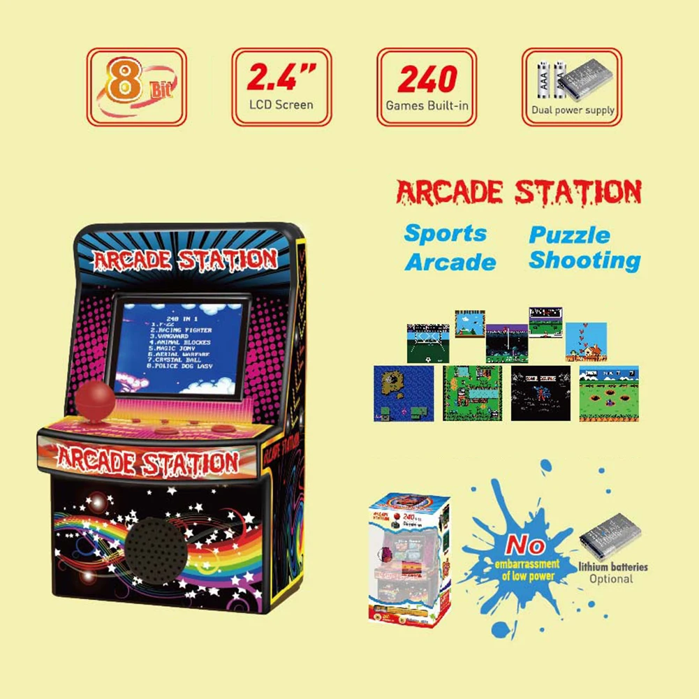 Portable Retro Mini Classic Arcade Handheld Game Console Support