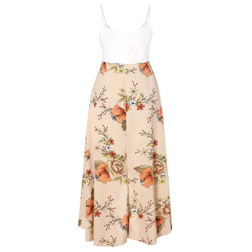 New Women Summer Plus Size V-neck Casual Bohemia Print  Sling Backless Swing Dress Holiday Fashion Party Dress Vestidos #4A30 (10)