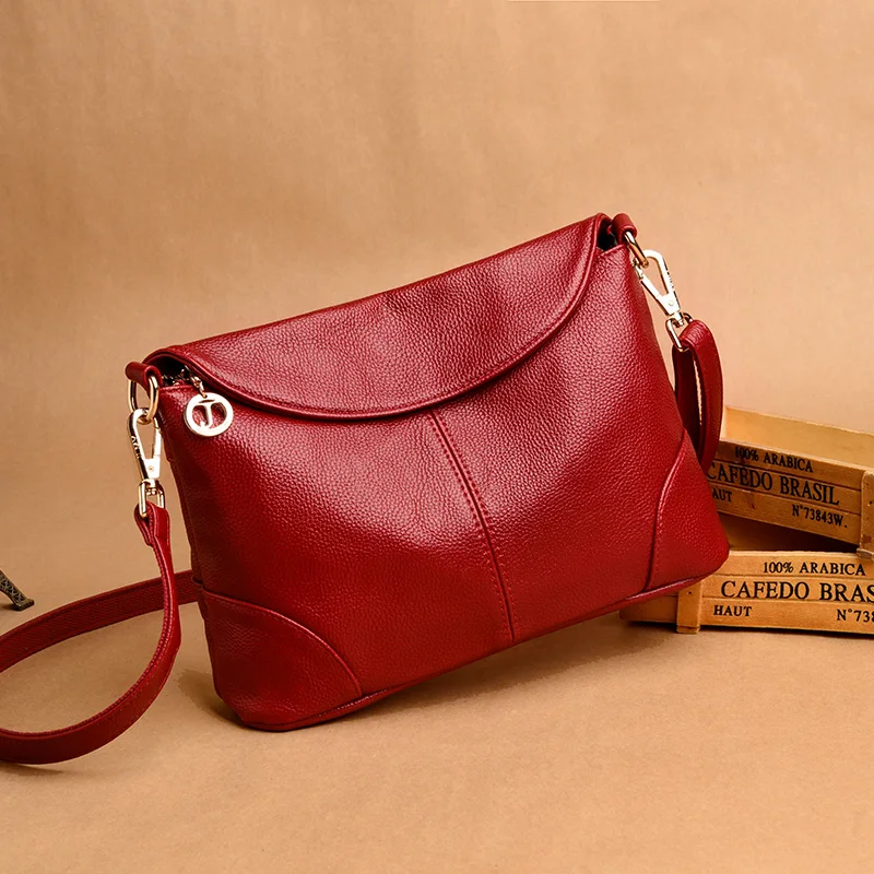 

2018 Hot High Quality Women Handbag Luxury Red Messenger Bag Soft Genuine Leather Fashion Ladies Crossbody Bags Female Bolsas