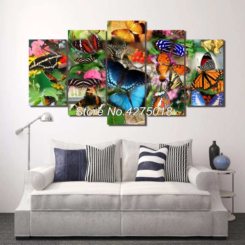 

DIY Diamond Painting Cross Stitch Kit Full Diamond Embroidery 5D Square Diamond Mosaic Home Decor Colorful butterfly 5pcs ML307