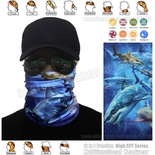 Высокое качество 3D океан Акула принты SPF универсальная бесшовная бандана Рыбалка шарф-труба Балаклава солнцезащитный волшебный капюшон