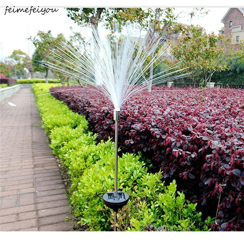 

2pcs lampada luz solar fiber optic lights RGB LED Outdoor Garden decoration Yard Lawn Trapping Lamp Lantern Party decor