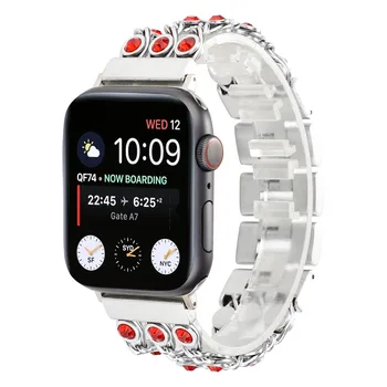 

Crystal Rhinestone Diamond Stainless Steel Link Bracelet Strap for Apple Watch Series 4 3 2 fashion iwatch band for girl 44mm 38