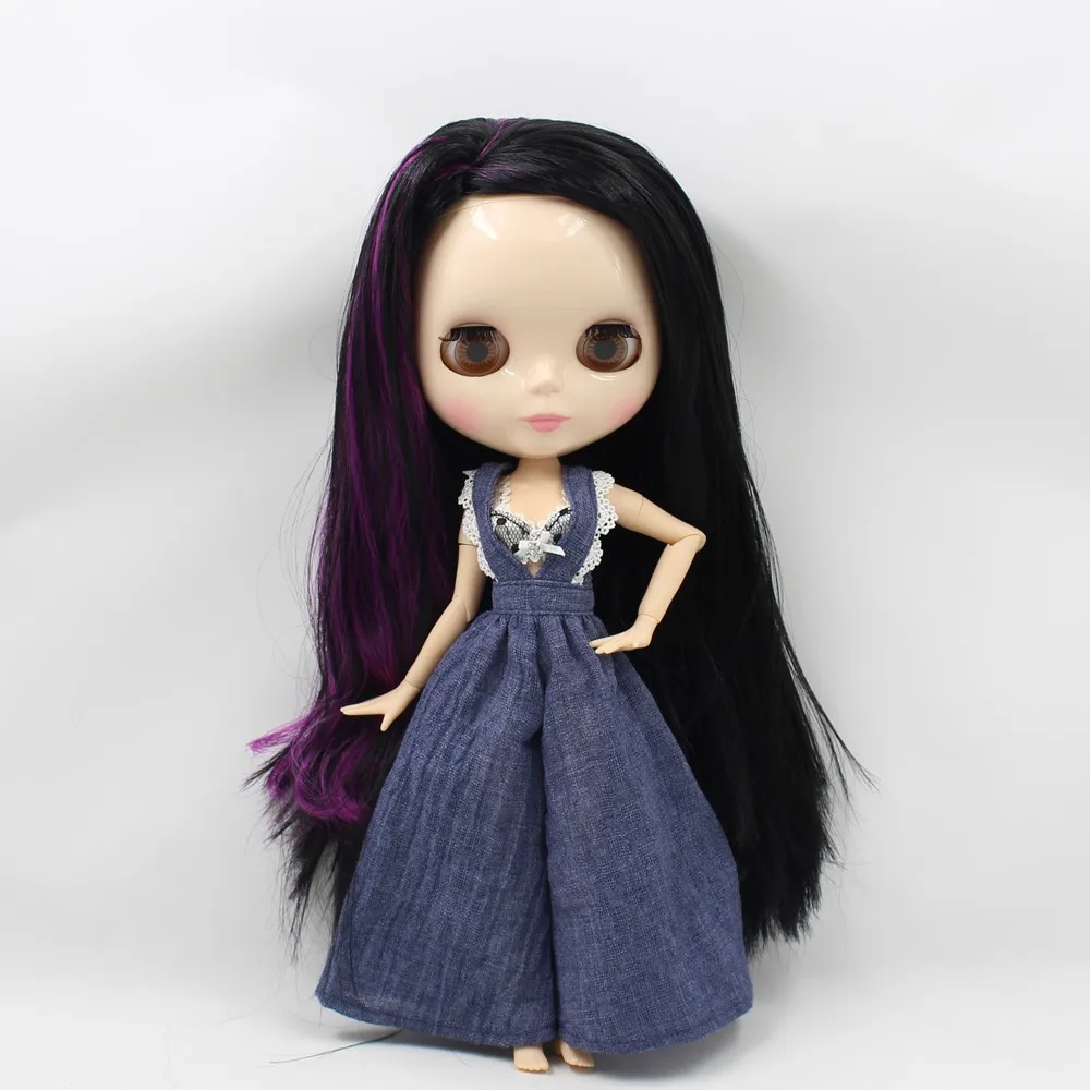 Обнаженная кукла Blyth фиолетовый микс черные длинные волосы мода Blyth BJD кукла с гибкими суставами модель игрушки