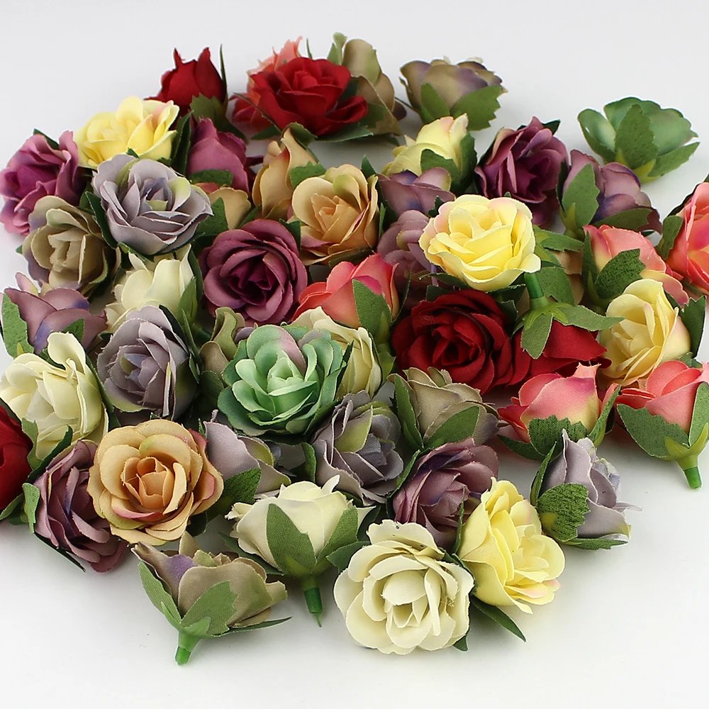 HUADODO 3cm Mini Rose Flower Head Artificial Flowers for Wedding Decoration Ball Craft Fake Flowers 30pieces/lot HUADODO 3cm Mini Rose Flower Head Artificial Flowers for Wedding Decoration Ball Craft Fake Flowers 30pieces/lot