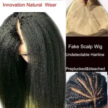 

Undetectable Deep Part Fake Scalp Frontal Wig Kinky Straight PrePlucked 13x6 Invisible Lace Front Wigs Brazilian Remy Human Hair