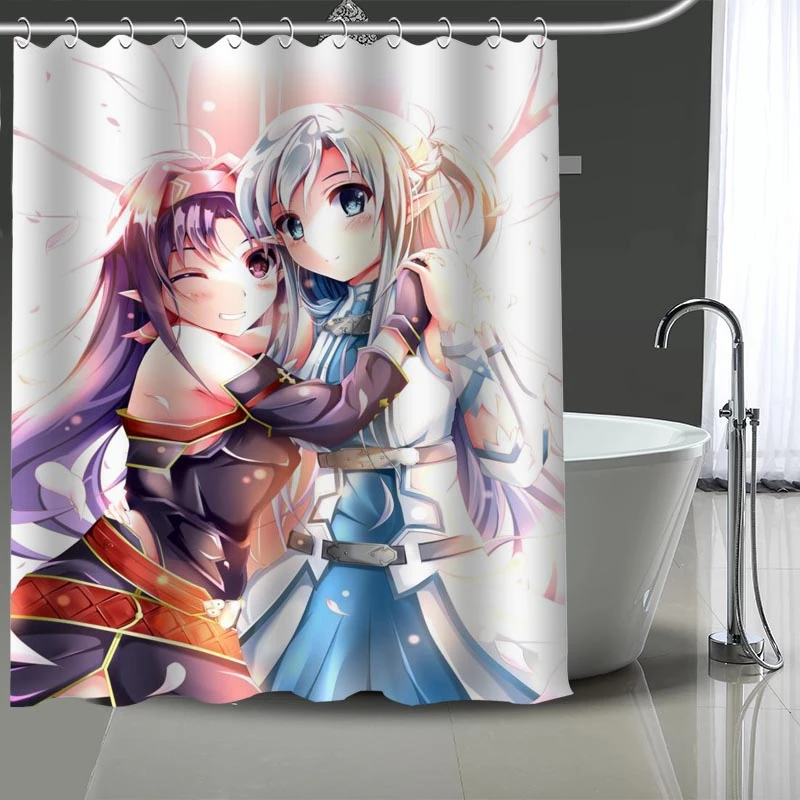 新着カスタムアニメ少年剣シャワーカーテン現代生地バスカーテン装飾カーテンフックよりサイズ Shower Curtains Aliexpress
