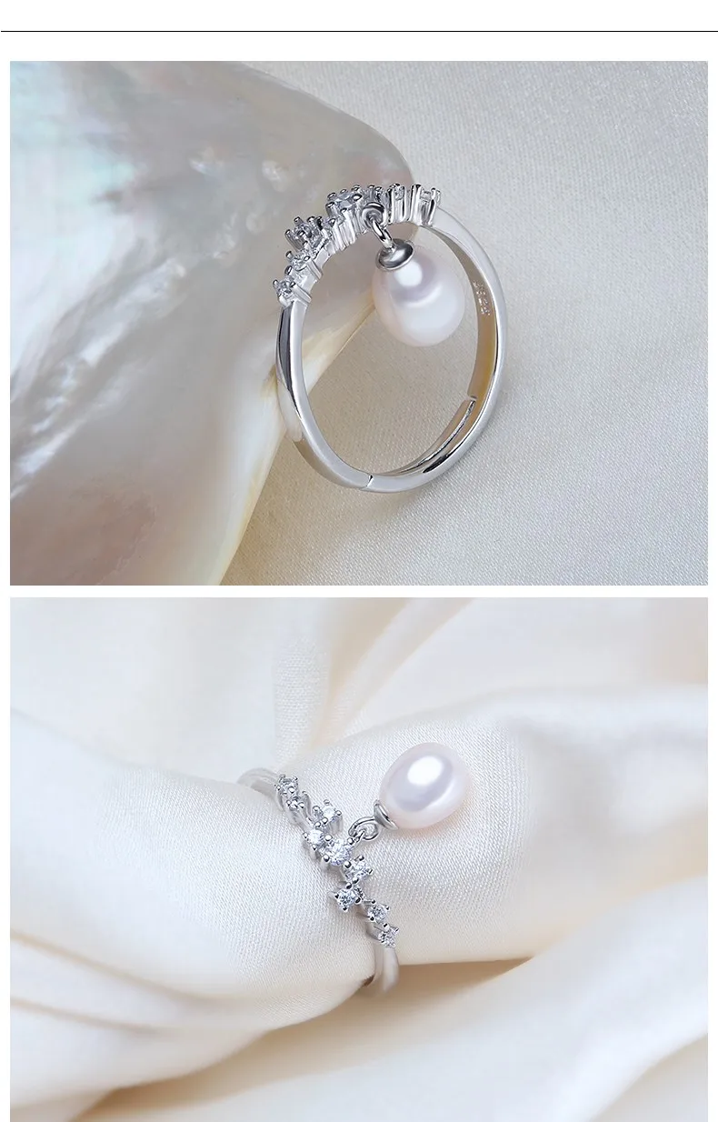 YIKALAISI Ювелирное кольцо из стерлингового серебра 925 пробы для женщин натуральное пресноводное Ювелирное кольцо с имитацией Перл 8-9 мм Мода