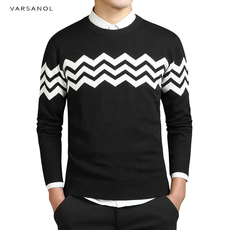 

Varsanol Sweater Men 2018New Arrival Casual Pullover Men Autumn O Neck Patchwork Quality Knitted Brand Male Sweaters Long Sleeve