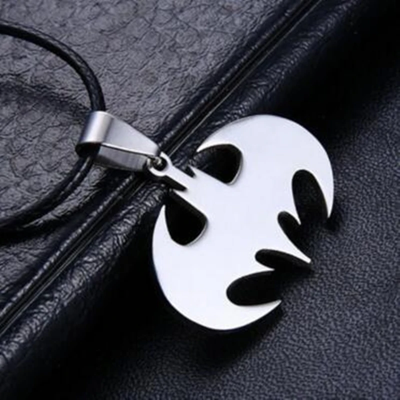 

2016 New Collares Punk Anime Maxi Leather Bat Batman Statement Necklace For Men Women Fashion Silver Jewelry Accessories