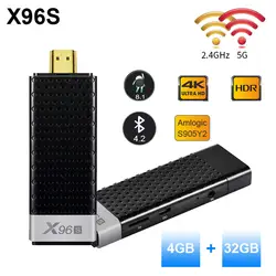 X96S Android 8,1 ТВ BOX 4 K ТВ Stick 4 GB 32 GB Amlogic S905Y2 4 ядра BT4.2 1080 P H.265 2,4G и 5 ГГц Wi-Fi 4 K 60pfs ТВ ключ