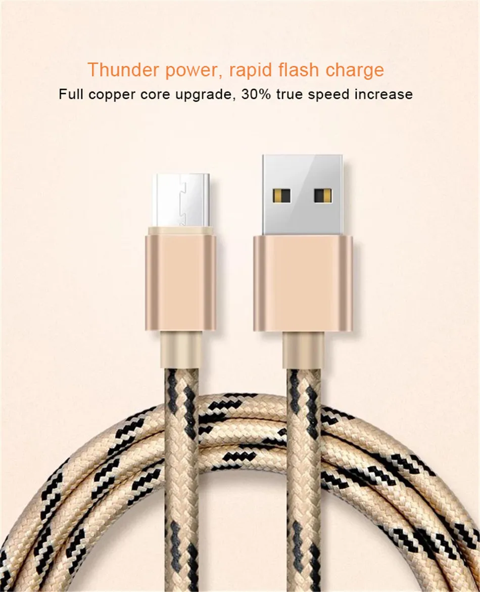 NOHON Nylon Charging Sync Cable For Samsung Galaxy S7 S6 For Huawei Micro USB For Xiaomi 4X 4A Charge Line Fast Charger Cord (1)