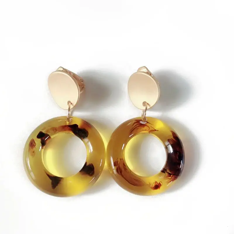 

Free Shipping New Sweet Design Round Brown Leopard Print Cute Clip Earring