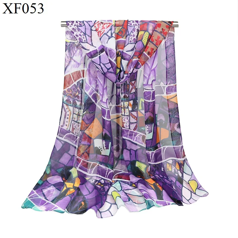 Стиль шифоновый шелковый шарф женские брендовые шарфы осень зима шали и женский шифоновый шарф Cachecol Echarpes fulards Femme - Цвет: XF053 Purple