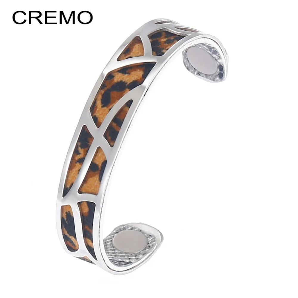 

Cremo Manchette Arcade Argent Bracelet 14mm Narrow Cuff Bangles Set for Woman Reversible Leather Band 3 Possibilities Jewelry