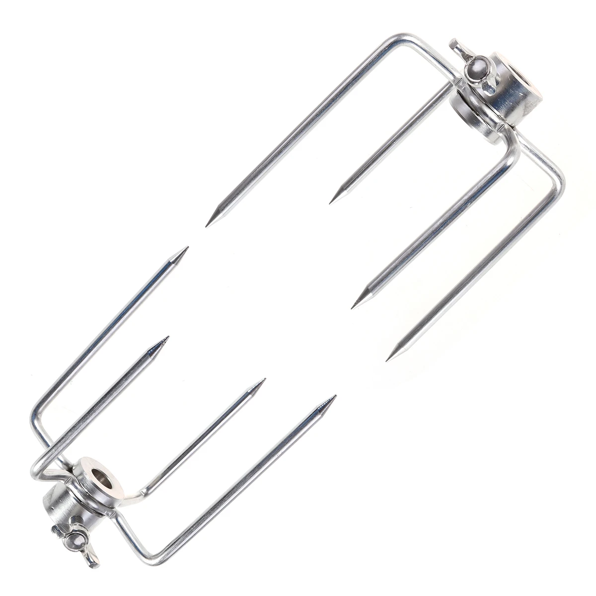 

Pair of Stainless Steel Rotisserie Meat Forks Kit Poultry Chicken Fork Barbeque Tools Grill Replacement with Square Spit Rods