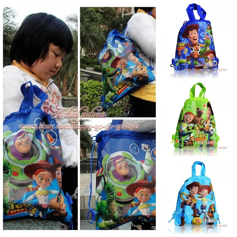 

30pcs Toy Story 3 Cartoon Figure Kid School Drawstring Backpack 34*27CM Non Woven Fabrics Bag Birthday Party Gift Xmas Supply