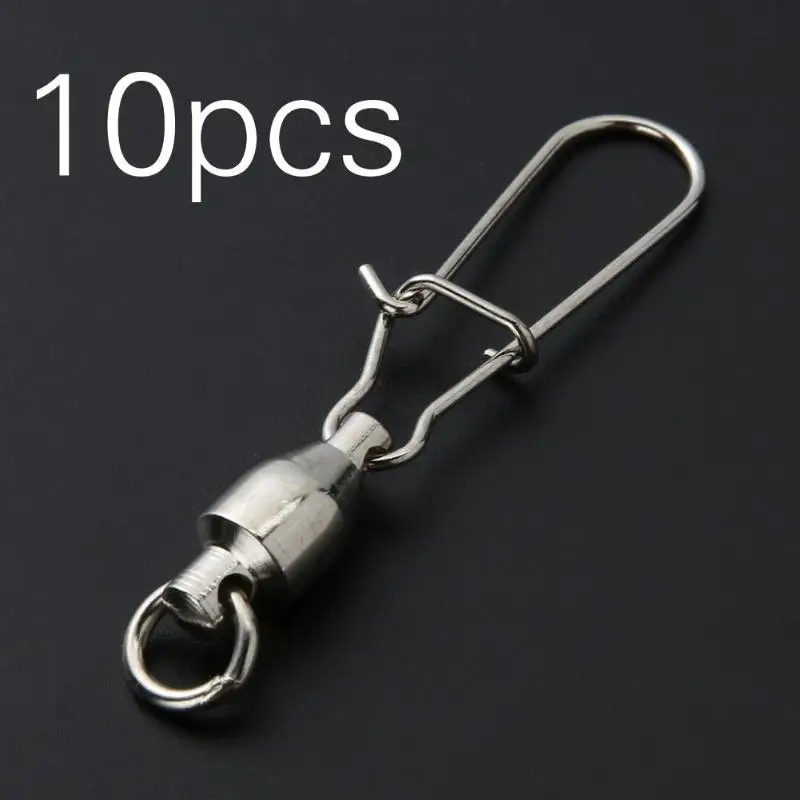 

10PCS Fishing Connector Pin Bearing Rolling Swivel with Snap Fishhook Lure Pin Fishing Accessories Tools