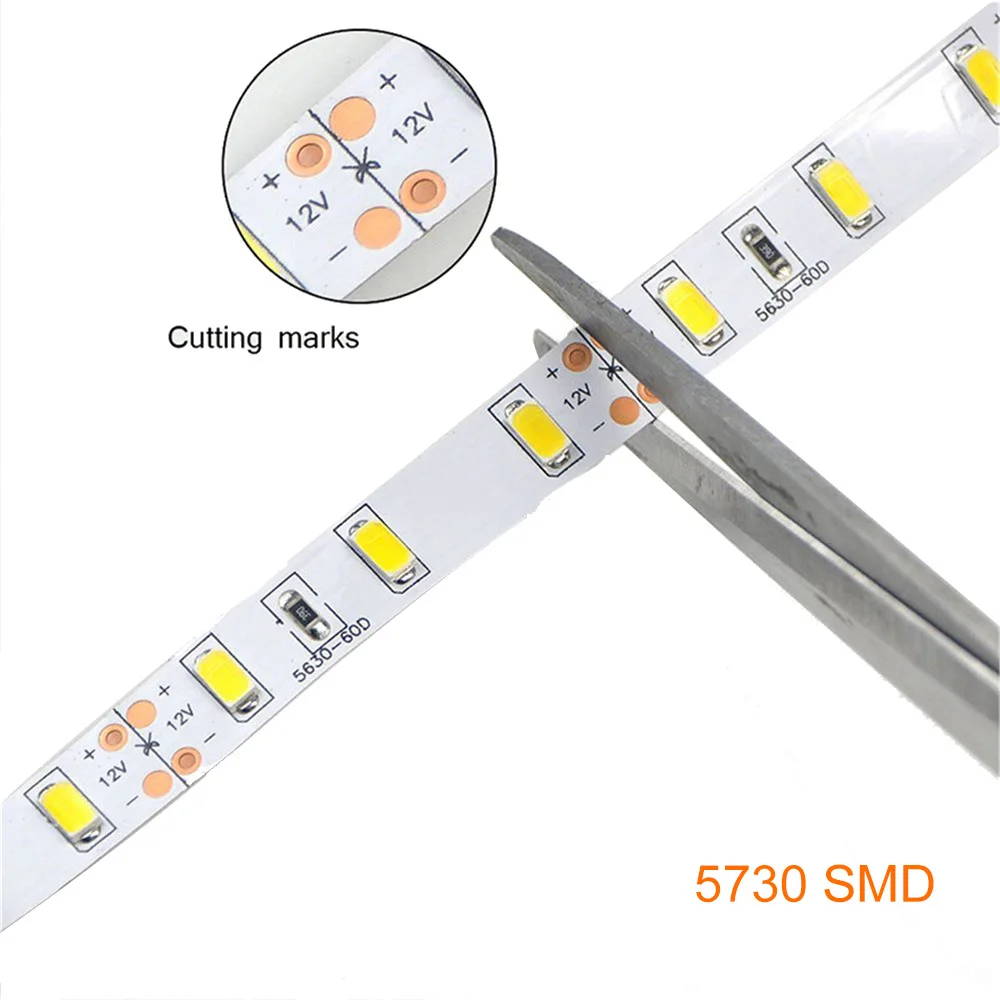YWXLight Светодиодная лента 5050 2835 5730 SMD DC12V 60 светодиодов/м 5 м/лот гибкая светодиодная