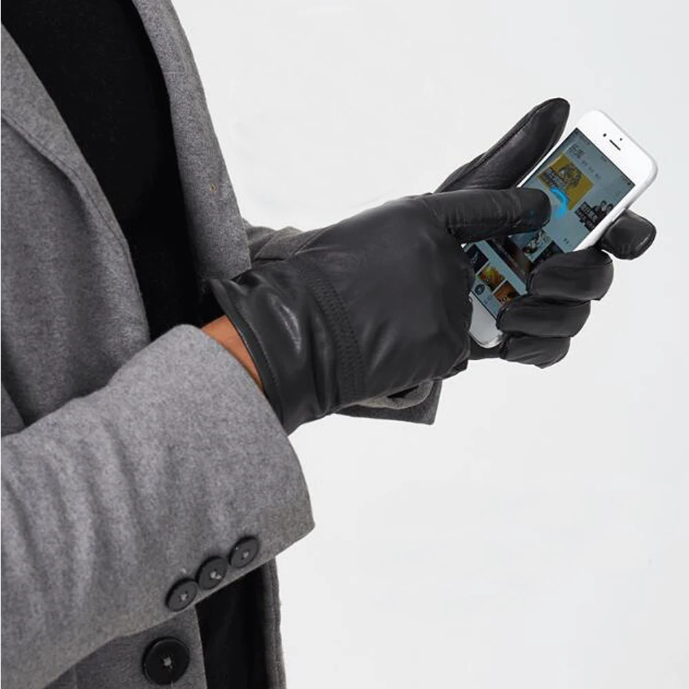 

Touch Screen Novelty Full Touch Gloves Men Soft Genuine Leather Gloves can Screen Touch Gloves wsr305