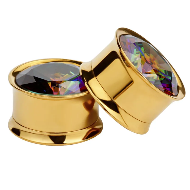 1 шт. AB Gem Titanium IP винт подходит для туннелей кубический циркон ушной пробки