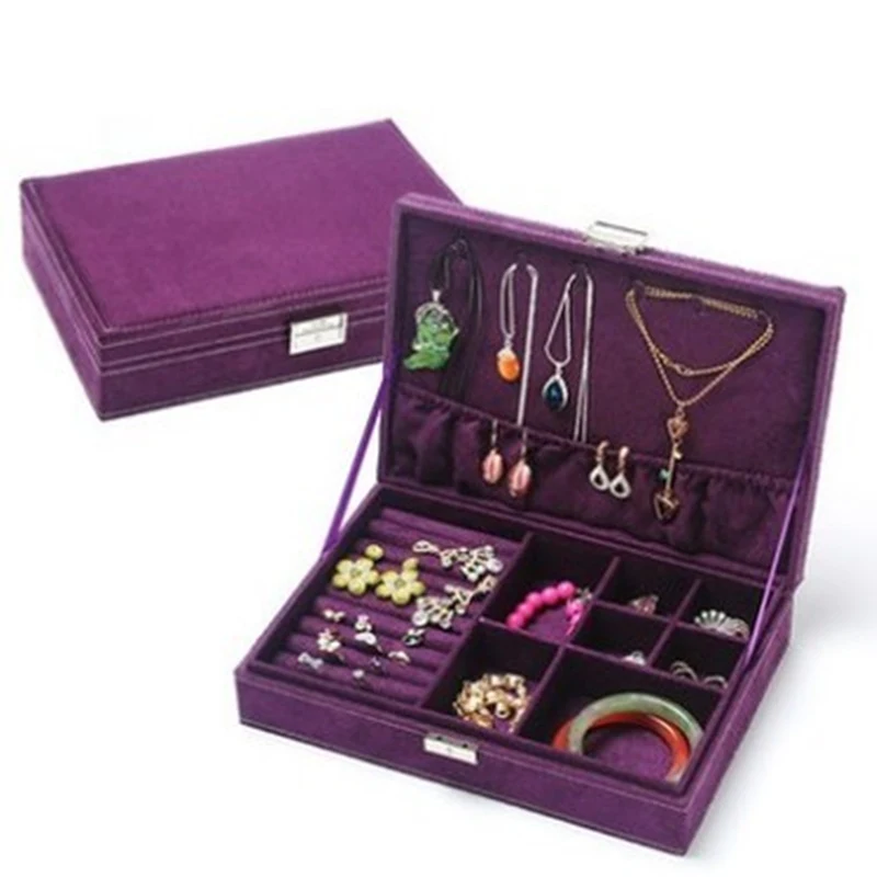 Ожерелье, картонная коробочка для колец и украшений, изысканный чехол для макияжа, косметический Органайзер для ювелирных изделий, контейнер для хранения ювелирных изделий, коробка для девочек, подарок на день рождения - Цвет: B purple