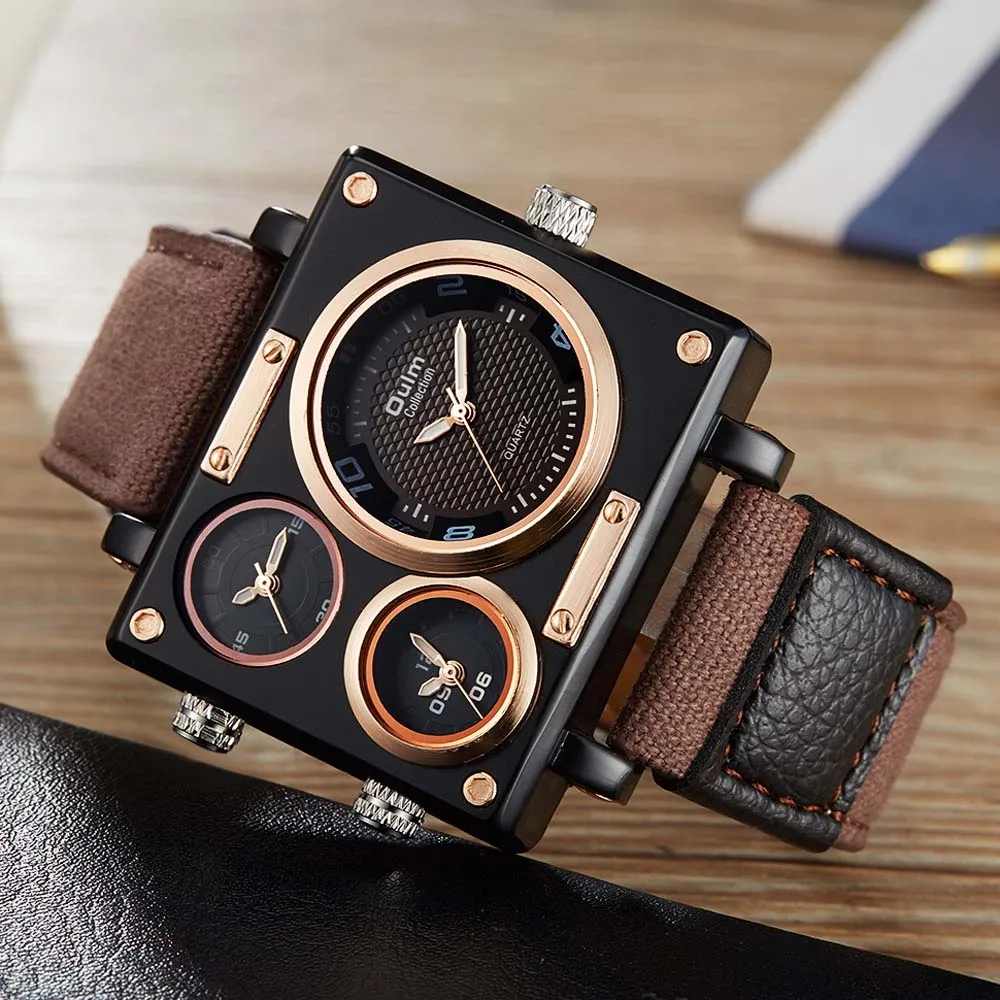 OULM Creative Design Men Watch Men Sports Watches Unique 3 Time Zones Quartz Watches Canvas Strap Watches Military Watches Men OULM Creative Design Men Watch Men Sports Watches Unique 3 Time Zones Quartz Watches Canvas Strap Watches Military Watches Men