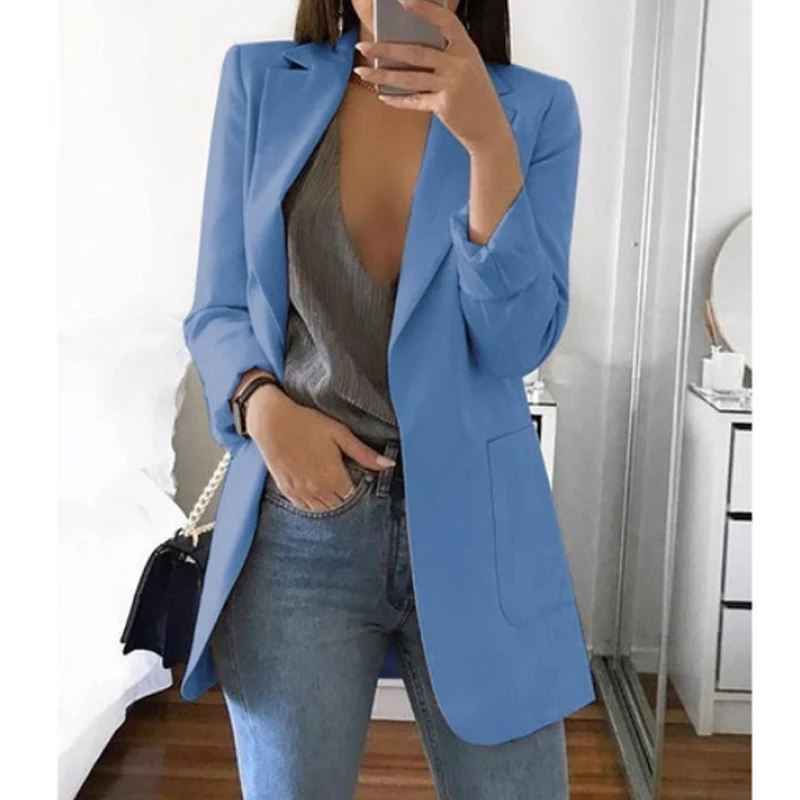 

Hot Women Autumn Cardigans Long Sleeves Slim Fit Turn-down Collar Female Suit Coat HD88