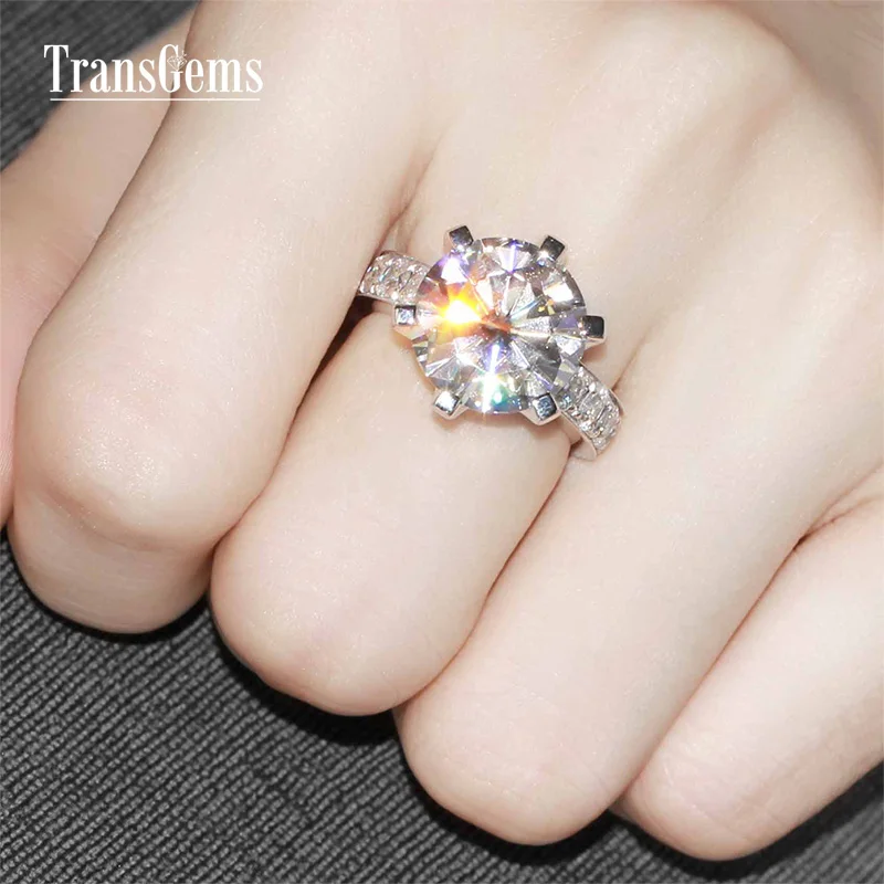 Transgems 7 Carat Def Color Lab Grown Moissanite Diamond Wedding Transgems 7 Carat Def Color Lab Grown Moissanite Diamond Wedding Ring With Accents Solid 14k White Gold Women Band In Rings From Jewelry