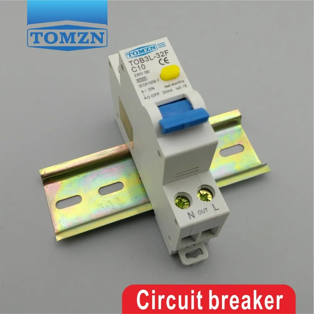TOB3L 32F 18 мм RCBO 10A 1P + N 6KA выключатель остаточного тока с защитой от перегрузки по