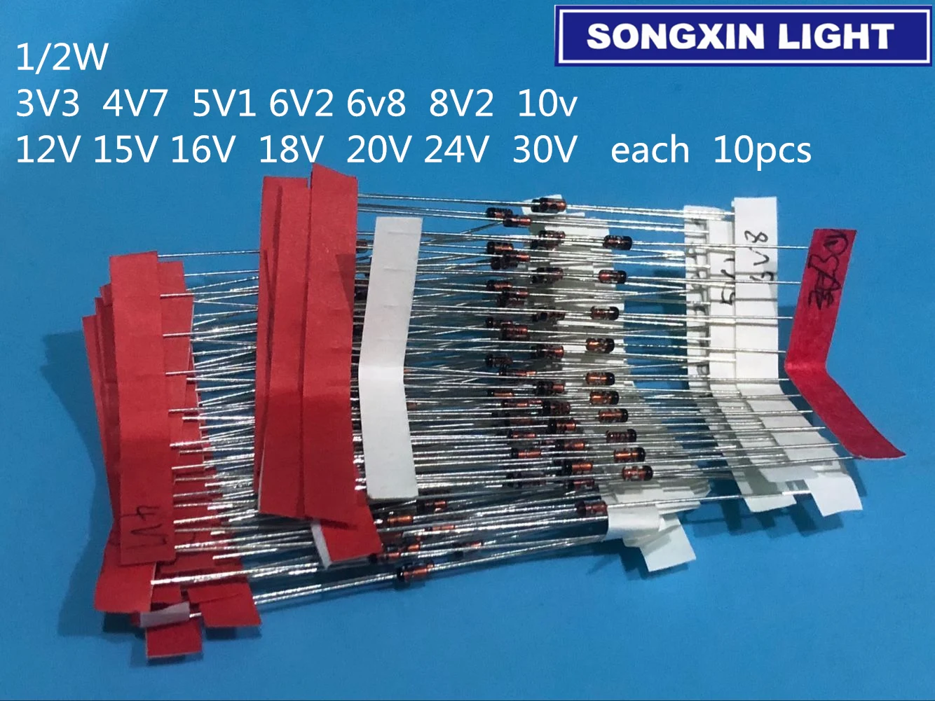 600 un 30 Valores Surtidos Zener Diodo Surtido Kit Set 2 V –39 V 1//2W 0.5W