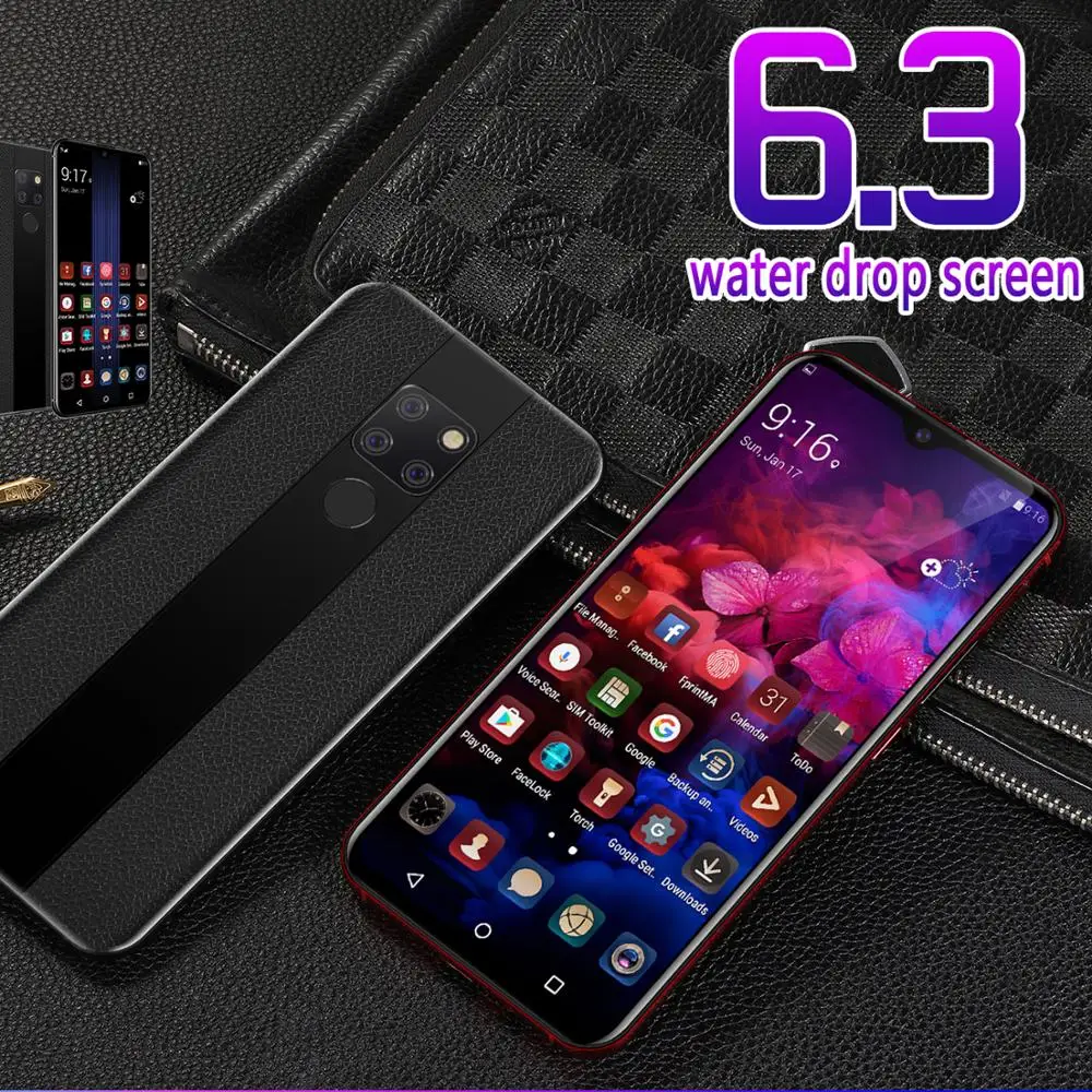 Роскошный смартфон 6 3 дюймов капли воды экран android мобильный телефон отпечаток