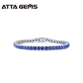 

Tanzanite Sterling Silver Bracelet 45 pieces Created Tanzanite Tennis Bracelet Exquisite Women Silver Bracelet Gifts