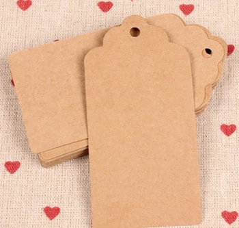 

3000pcs 10*5cm Brown Kraft Paper Tags Lace Scallop Head Label Luggage Wedding DIY Blank price Hang tag Kraft Gift Hang tag