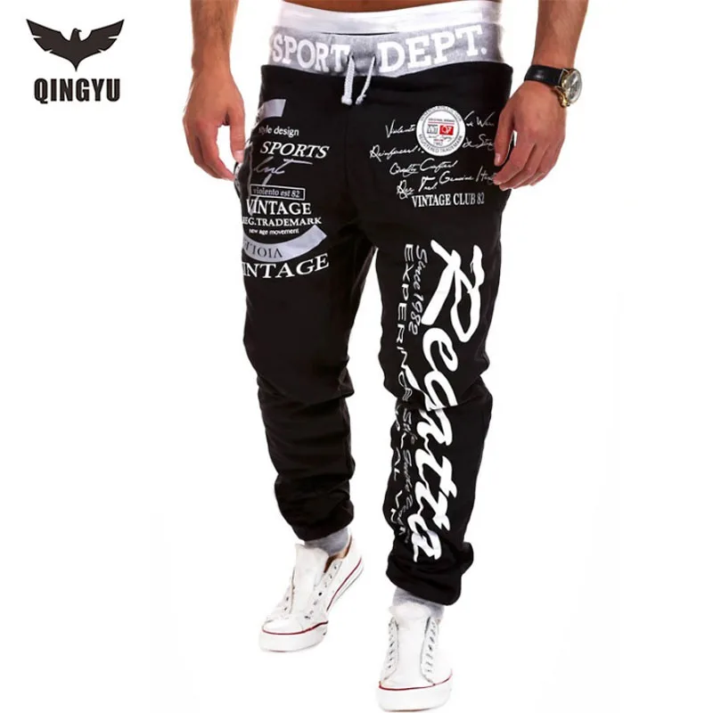 Jogger Pants Outdoors Joggers Men 2016 Male Letter Print Harem Pants Sweat Pant Men Trousers Wear Mens Jogger 3XL EYFMF