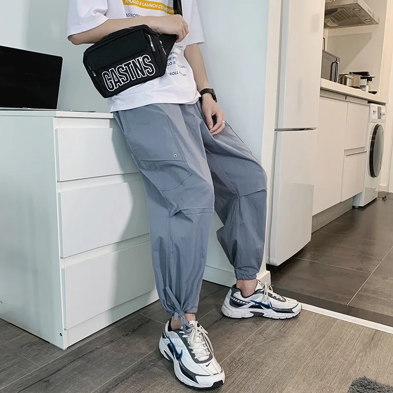 

2019 Summer New Casual Loose Cotton Broad Leg Workers Wear Trousers Street Tide Multi-color Joggers Streetwear M-2XL