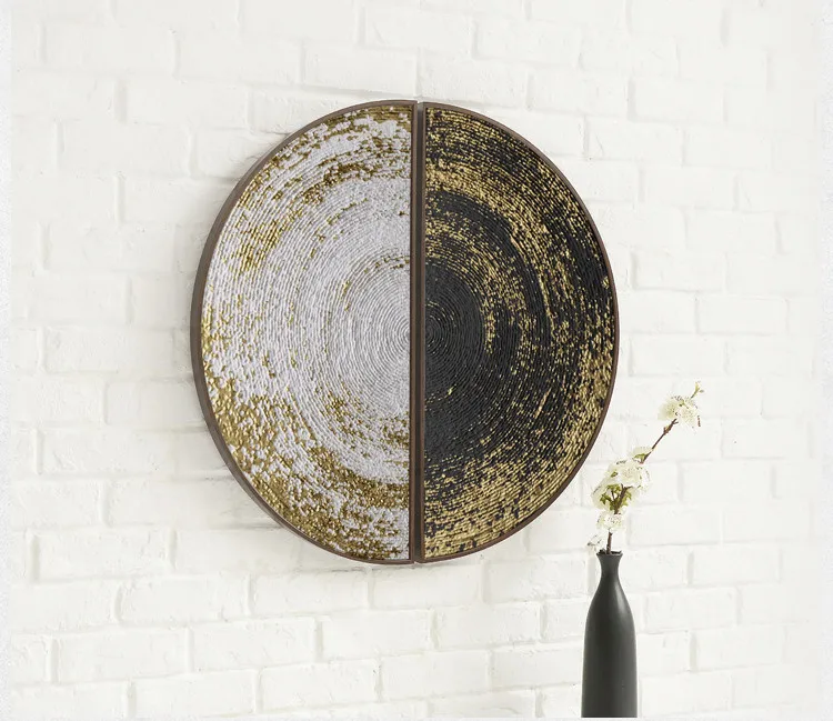 Gold foil modern luxury Porch decorative painting Round painting Creative abstract home semicircular mural wall decoration