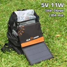 FOXSUR 5V 11W Solar folding bag Outdoor Solar Charger Panel 5V 1.85A Foldable charger, Portable Climbing Charger,For cell Phones