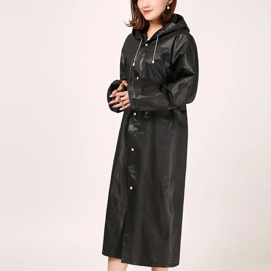 

Unisex Adult Casual Hooded Neck Long Sleeve Solid Button Closure All Season Raincoat