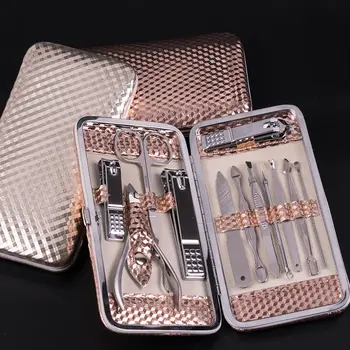 

Hot 12/19Pcs Nail Care Kit with Case Stainless Steel Nail Clipper Set Grooming Manicure Pedicure Tools wyt77