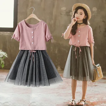 

Girls Summer Clothes Kids Skirt Sets for Girls for 6 8 10 12 Years Back To School Outfit Teenage Girls Clothing 2019 New Fashion