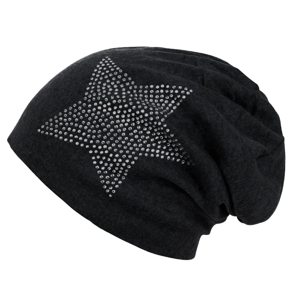 ผู้หญิงแฟชั่นดาวแบบฤดูใบไม้ร่วงฤดูหนาวหมวกผ้าฝ้ายนุ่มถักอิดโรยถุงUnisex Skullies Beaniesหมวก