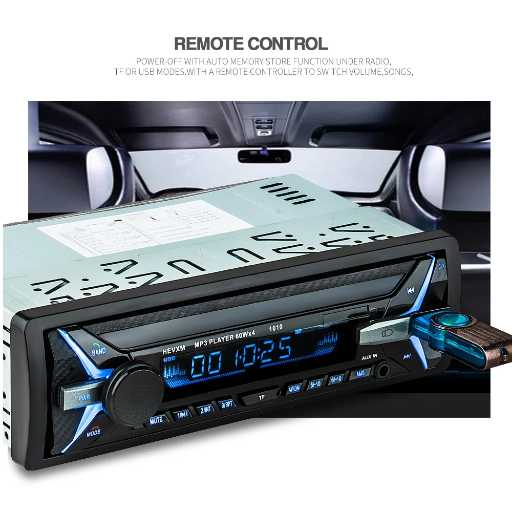 Hevxm Bluetooth 1Din 12 V Многофункциональный Авторадио MP3-плеер FM Музыкальный радиоплеер U диск воспроизведение автомобиля аудио mp3-плеер 1010