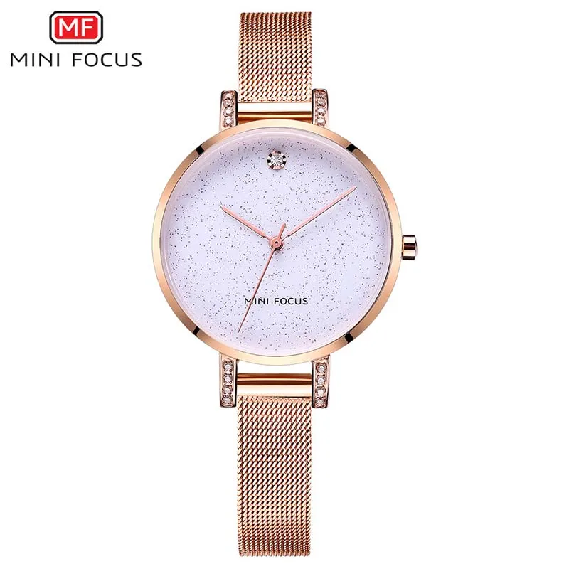 Мини фокус розовое золото женские часы нержавеющая сталь reloj mujer Топ Бренд