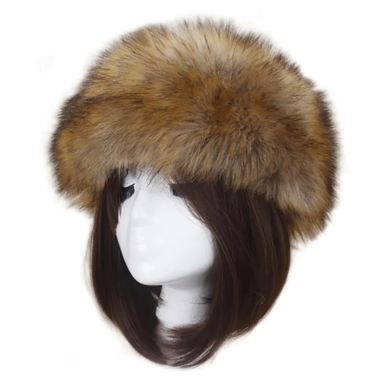 Новая мода осень зима женские шапки Пушистая Шапка из искусственного меха Дамская повязка на голову Теплые Лыжные шапки женские X3