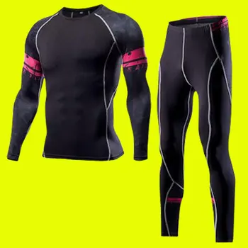 

Mens Compression Shirt Set Bodybuilding Tight Long Sleeves Shirts Leggings Suits MMA Crossfit Workout Fitness Sportswear