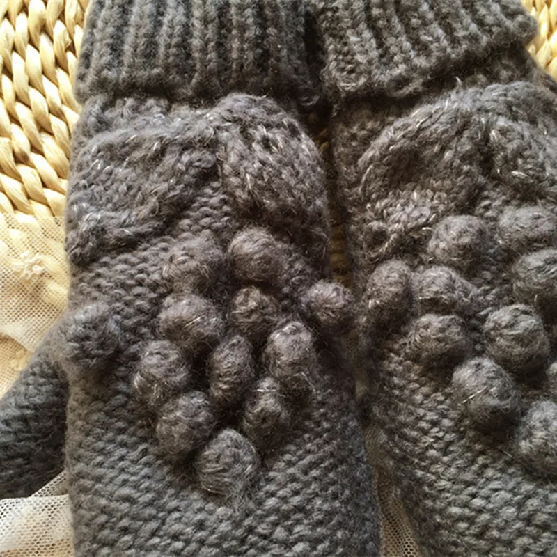 Теплые толстые зимние женские варежки ручной вязки Прихватки для мангала